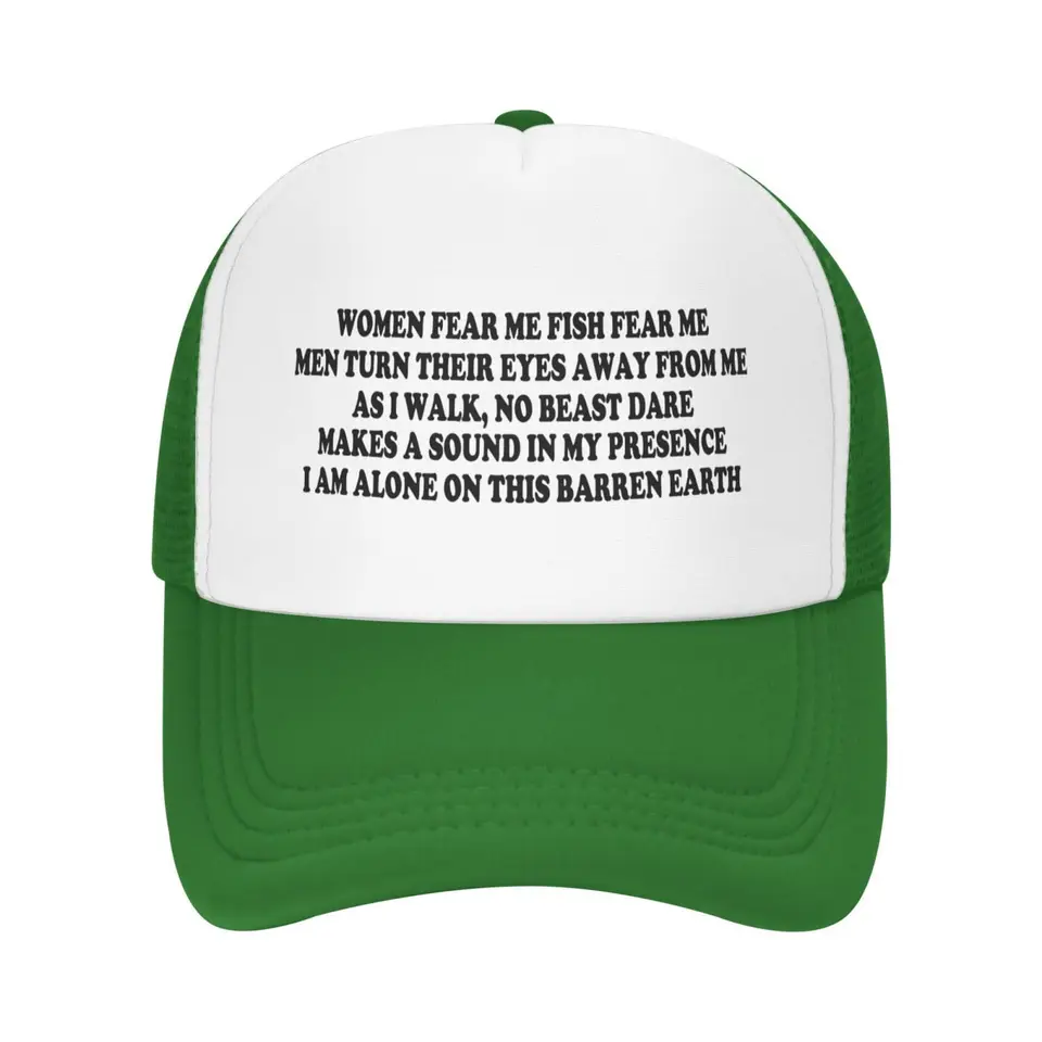Vtipné ženy sa boja ryby Fache Me Muži ženy Dámske klobúky Dospelí Humor roubík baseball čiapky vintage