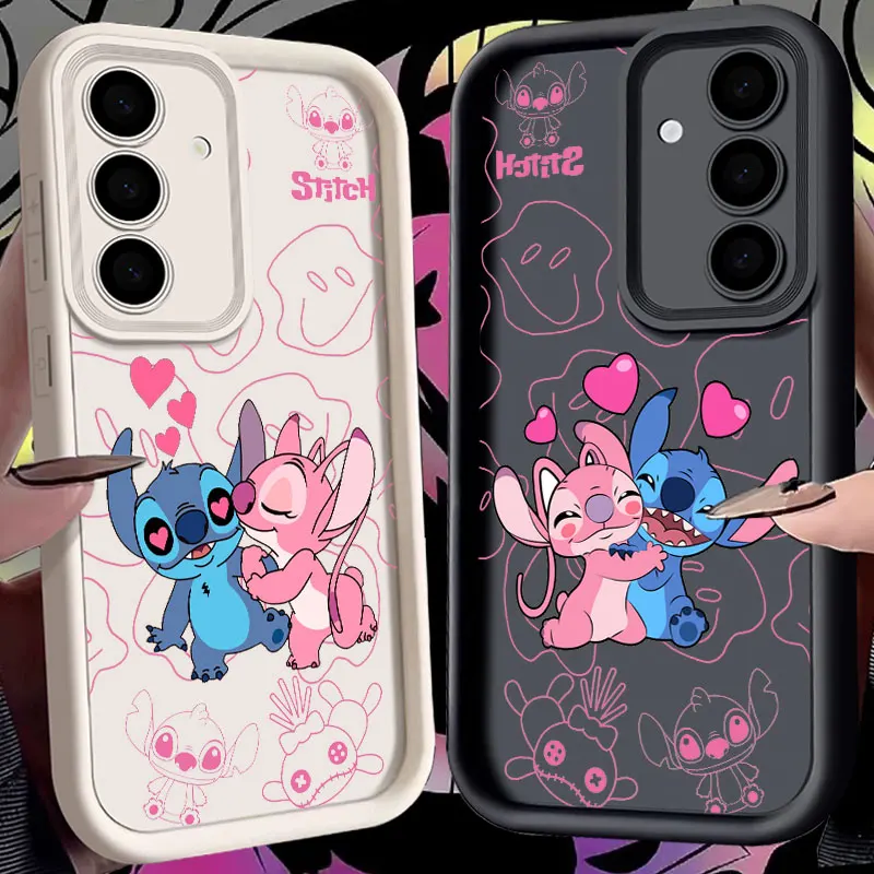 Vtipný anjel Lilo & Stitch Cartoon S24 Fe Pase Pase pre Samsung Galaxy S24 S23 S21 S20 Fe S25 Ultra S22 Plus 5G Shock Atter Atter