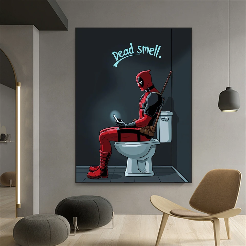 Vtipný Disney Deadpool Wall Plagát superhrdina kúpeľňa nástenná nástenná maľba