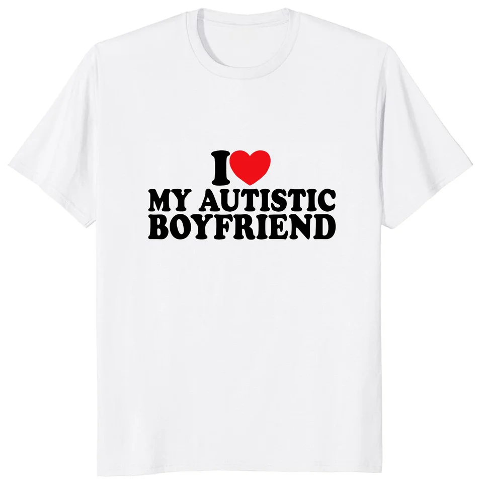 Vtipný dizajn I Heart Love My Autistic Friend Tshirt Tshirt Funny priateľka Birthday Darček Darček Tirt Casy Loose Fashion Streetwear Tee