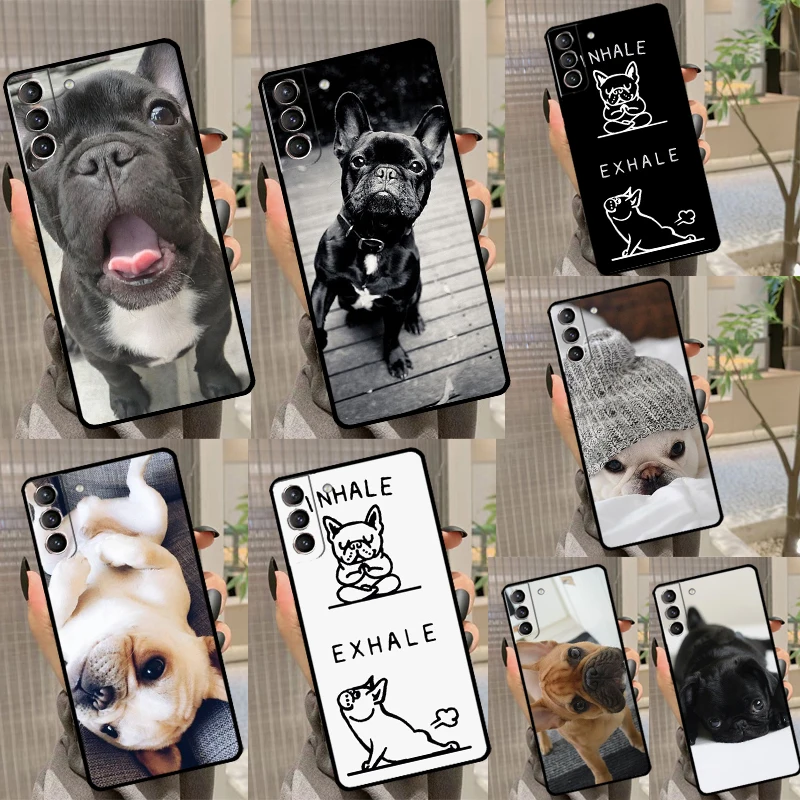 Vtipný francúzsky buldogový chrbát pre Samsung Galaxy S23 Ultra S20 S21 Fe S9 S10 plus poznámka 10 20 S22 Ultra Coque