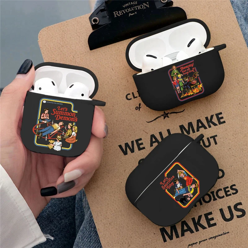 Vtipný Halloween Satan Vintage Poďme Demons Grafický mäkký silikón TPU puzdro pre AirPods Pro 1 2 3 4 Bezdrôtové puzdro Bluetooth