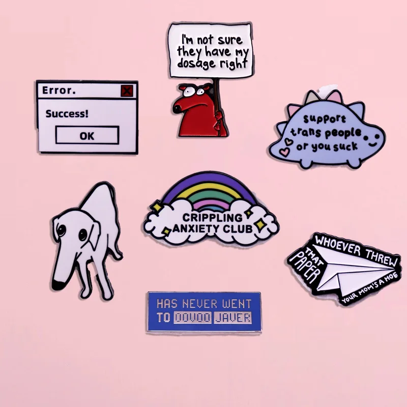 Vtipný karikatúra psov internet meme pin vtipný zvierací odznaky papierové lietadlo brošňový módny batohový batoh vrecka na šaty