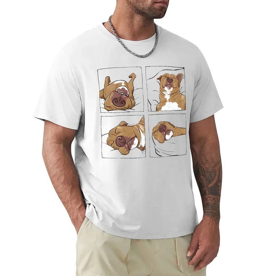 Vtipný pitbull lenivý darček pre psov láska unisex tričká Grafické bavlnené ulice Streetwear s krátkym rukávom narodeniny darčeky vintage štýl Tričko