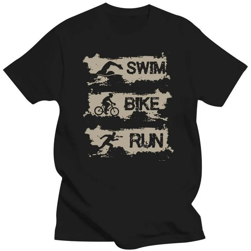 Vtipný triatlon plavecký bicykel Run triatlete tričko Grafické bavlnené ulice Streetwear s krátkym rukávom narodeniny darčeky letný štýl tričko Men