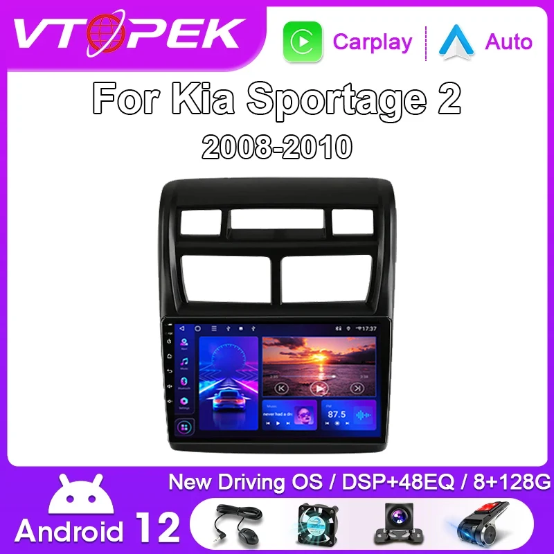 Vtopek 2Din Android 12 Car Radio Multimedia Video Player pre Kia Sportage 2 2008 -2010