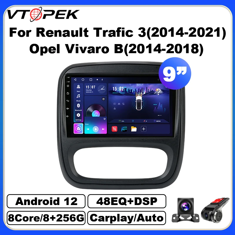 Vtopek 2Din Car Radio Multimedia Player pre Renault Trafic 3 2014-2021 Opel Vivaro B 2014-2018 CarPlay Android Auto GPS Navi