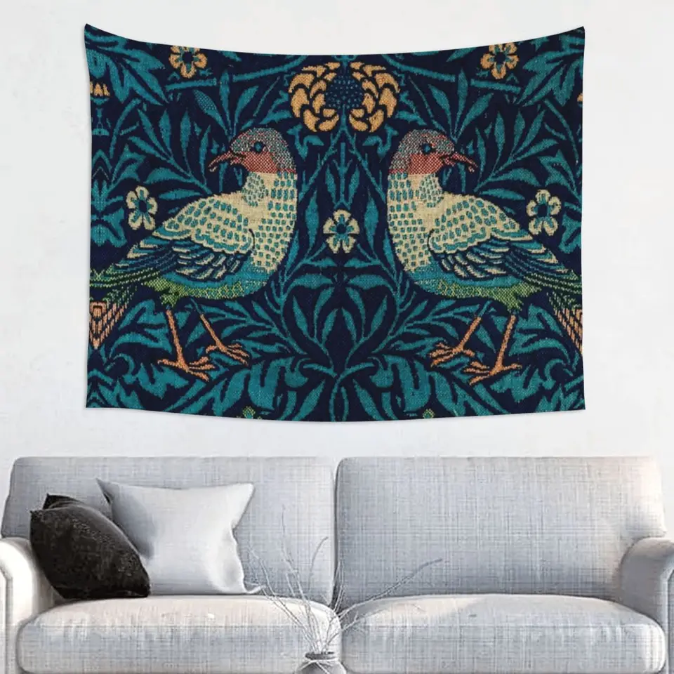 Vták od Williama Morrisa Tapestry Wall Walling For Dorm Prispôsobený hippie textilný vzor tapisérie domáci výzdoba