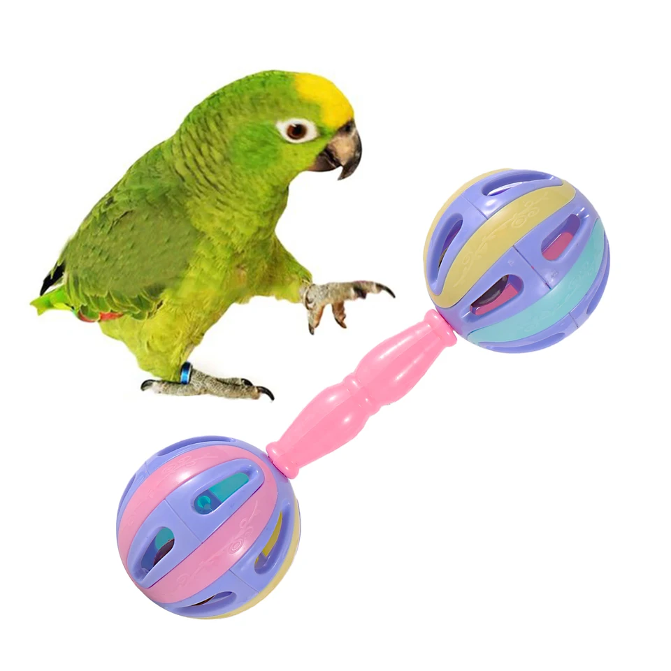 Vtáčie hračky kreatívne hrkálka sústo odolné v vtáčej hrebeňovej hračke Parrot hračky žuvacie hračky Parrot Parrot hračky s dvojitou hlavou Bell Ball Toy 1pc