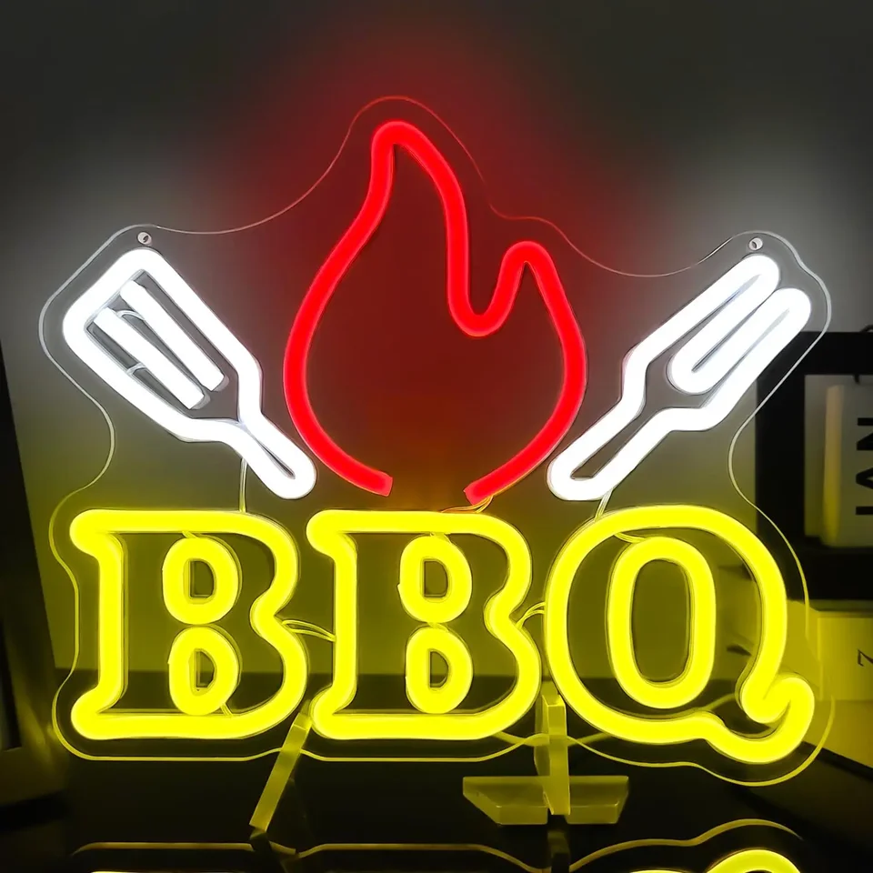 Vulzujúci bbq neónové svetlo podpisové dekorácie podpisu pre grilovanie obchodov na stenu, reštaurácie a večierky, ktoré invitujú tvorca atmosféry