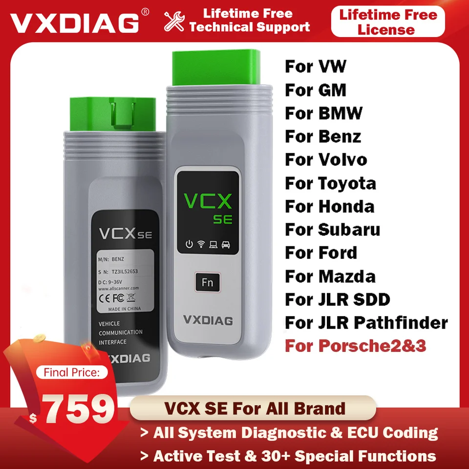 VXDIAG VCX SE pre všetky programovanie kódovania značky ECU pre Porsche 3 Automobilové diagnostické nástroje pre skener Benz/BMW // JLR DOIP OBD2
