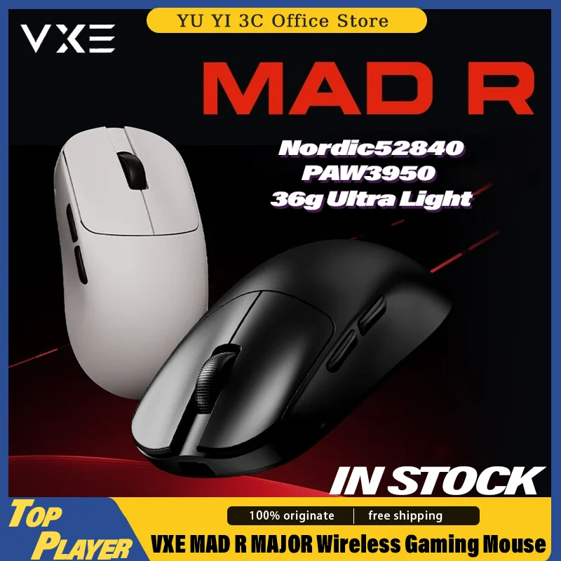 VXE Mad R Major Gaming Mouse Nové vydanie Wireless PAW3950 8K Volebná rýchlosť 36G Ultra Light Nordic52840 Master Hot Optical Switch