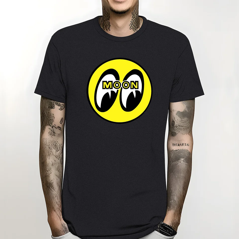 Vybalené klasické logo Tričko Čierne euro veľkosti Men O-krk móda Brand Black New Pánske Mooneyes Moons Mesiac Designer Designer Clothes2024