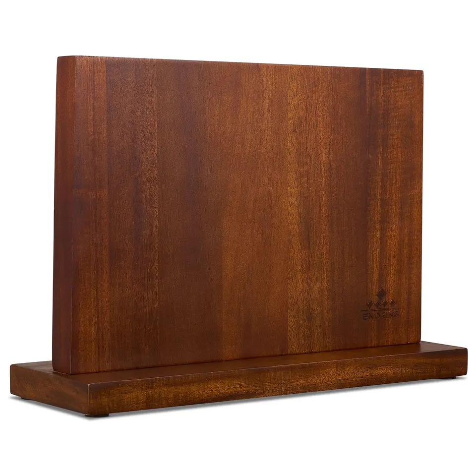 Vyjadrenie bloku magnetického noža 12,5 x 9 palcov, držiak magnetického noža s dvojitým bočným nožom, tri silné magnety, pás Acacia Wood