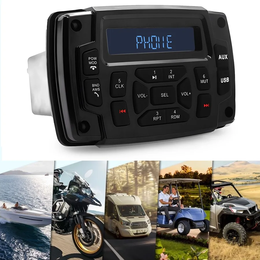 Vylepšenie námorného rádiového vodotesného stereo bluetooth zvukové FM prijímač mp3 prehrávač pre Polaris Ranger UTV ATV RV SPA Yacht Motocykle