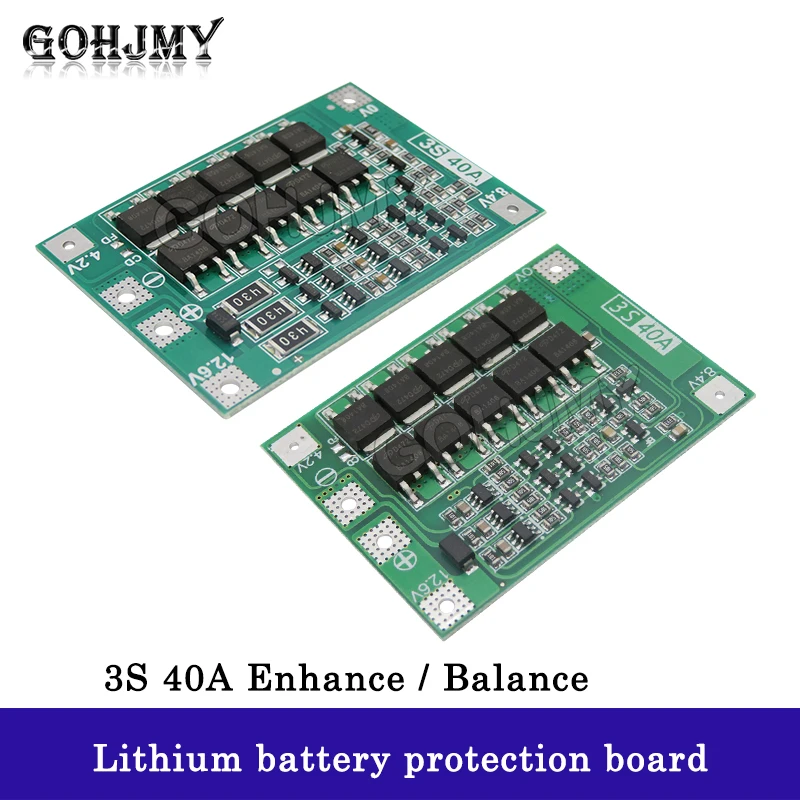 Vylepšenie/vyváženie 3S 40A Li-Ion lítium nabíjačka Lipo bunkového modulu PCB BMS Protection Board pre vŕtací motor 12.6V