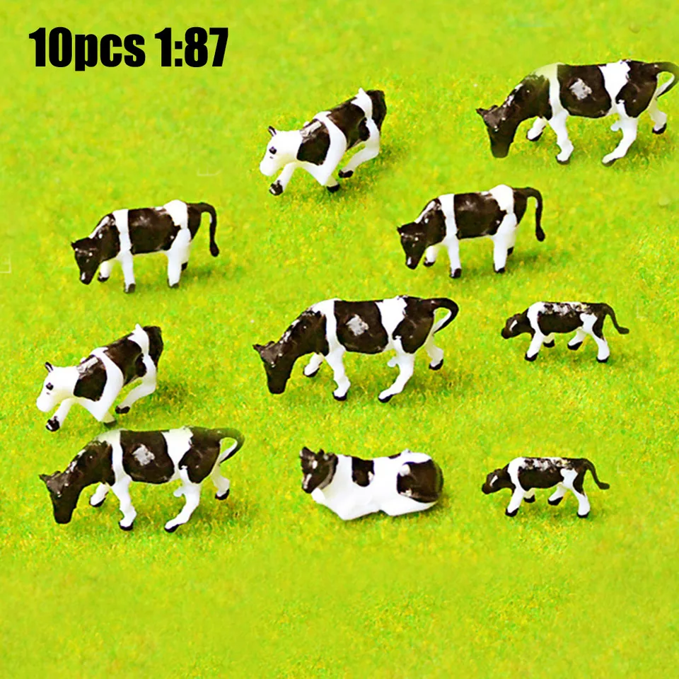 Vylepšite autenticitu vašej modelovej železnice pomocou 1 87 mierky HO/OO Gauge 00 Black & White Cow Model Model Railway Pack s 10