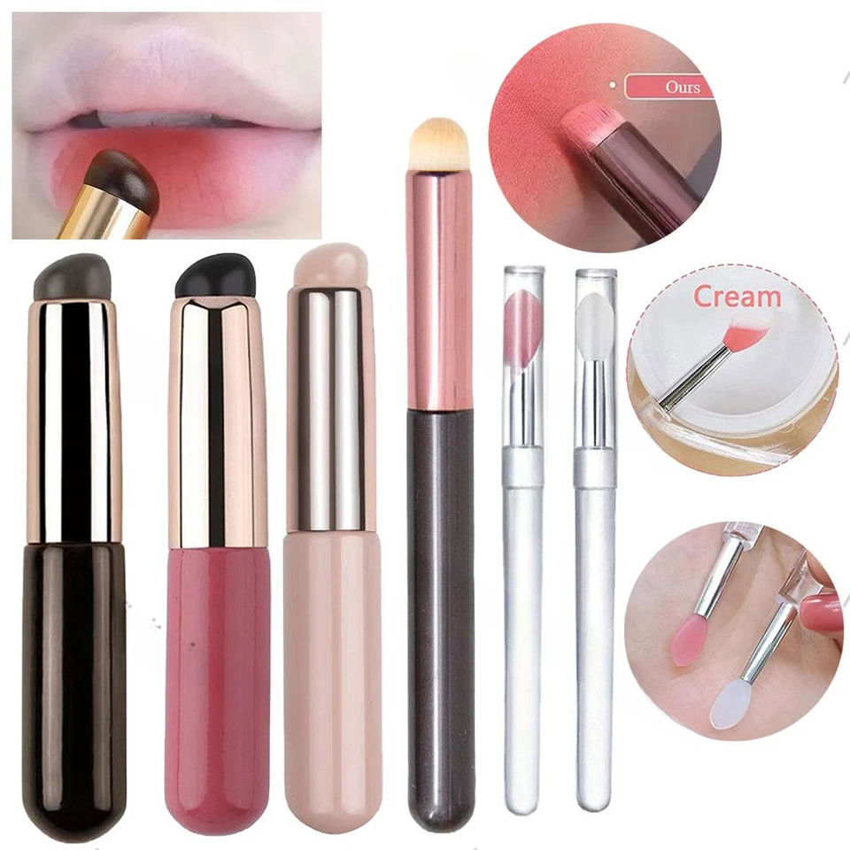 Vylepšite silikónové pery prenosné okrúhle kefy na pery Profesionálny mini concelever Smudge Brush s kefou na make -up kefy