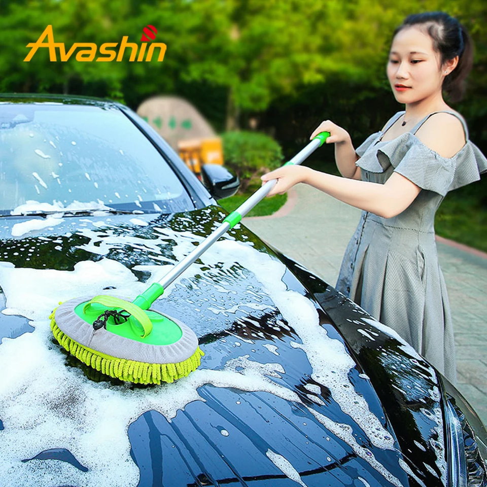 Vylepšite tri sekcie Teleskopické auto umývanie mop Super absorpčné čistenie auta Čistenie automobilov Mop okenné umývanie nástroja Dustový vosk mäkký mop