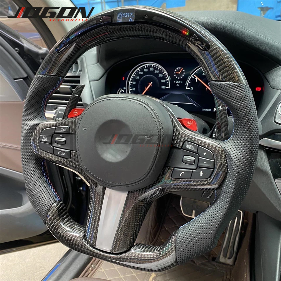 Vymeňte LED čierny volant z uhlíkových vlákien pre BMW 3 5 Series X3 X4 X5 X6 M5 G20 G30 G21 G31 G05 G06 G01 G02 F90 2019 2020