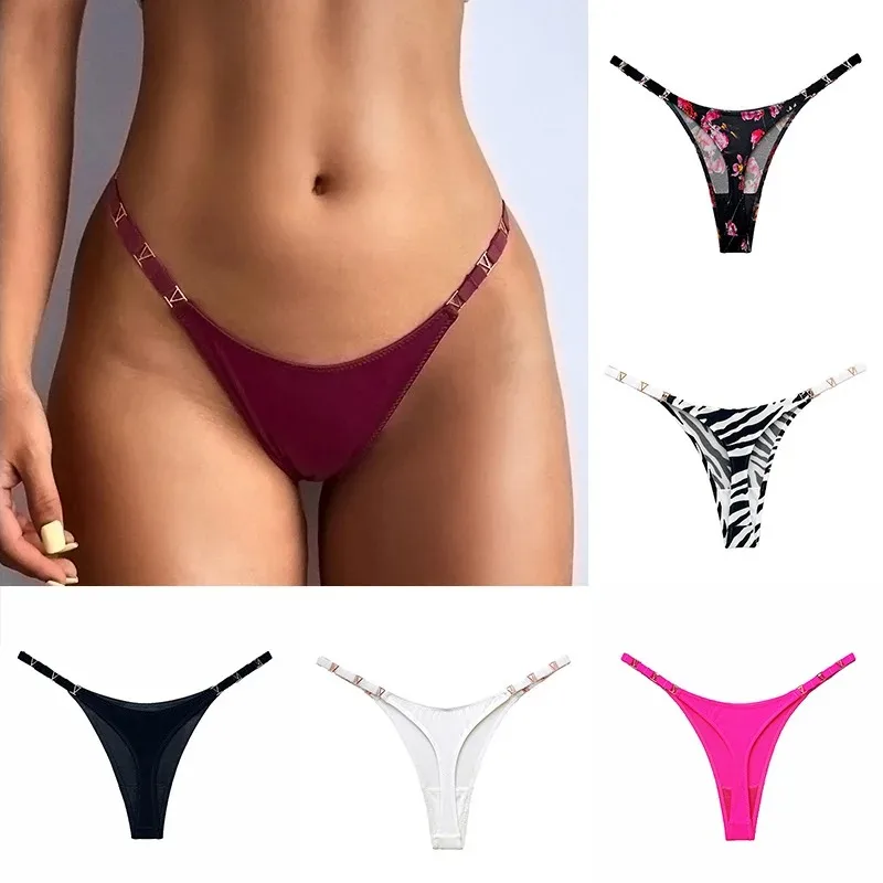 Vymyslené nohavice s kovovou sponou, tanginami, namontované bikiny, dámske nohavičky, klasické rezné dna, bikiny G-String, G-String,