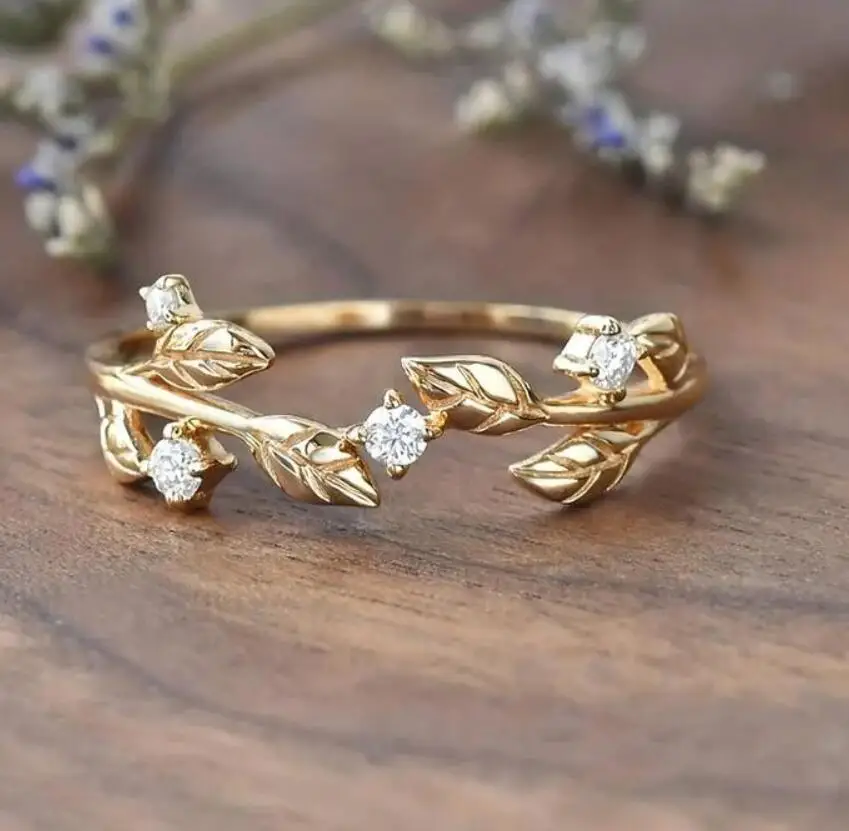 Vynikajúca zlatá farba tŕň kvetiny zirkónové prstene pre ženy Party doplnky Boys Custom Jewelry