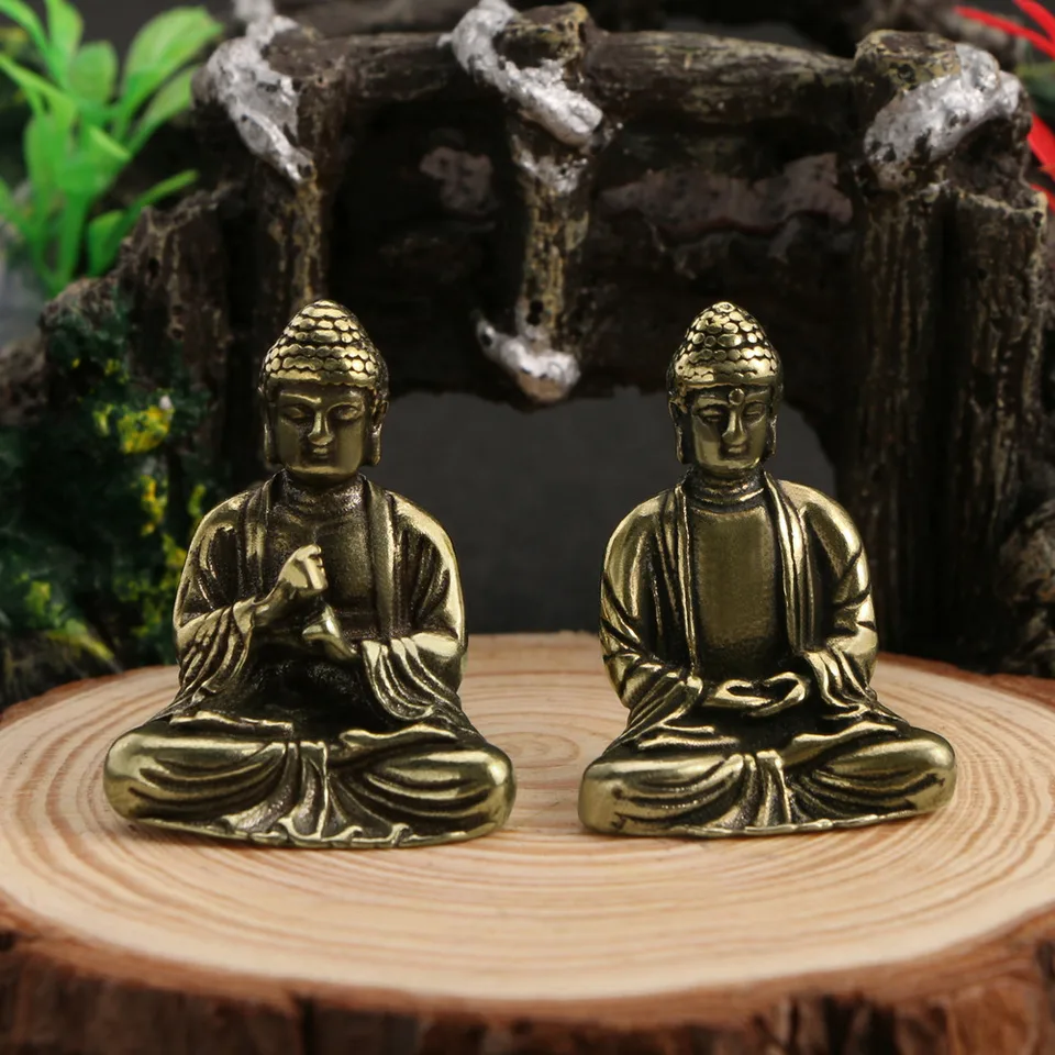 Vynikajúce bronzové sochy Buddha malý domov Sakkyamoni automobilové mosadzné sochy veľkoobchodu Buddha