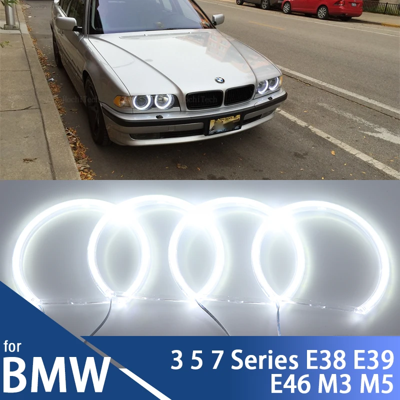 Vynikajúci 131 mm 146 mm LED Angel Eyes pre BMW 3 5 7 Series E46 E39 E36 E38 Halo Lights Doplnky ladenie DNEJNÉHO LIVETY