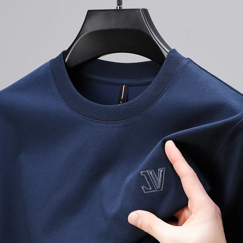 Vynikajúci dizajnér V-embroidy Designer Pánske tričko O-krk High End Brand s dlhým rukávom Pullover Jeseň nový trend neformálne tenké pánske oblečenie