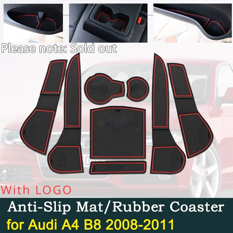 Vypredaný vankúš na gumové poháriky proti sklzu pre Audi A4 B8 2008 ~ 2011 2009 2010 8k RS4 S4 S Line RS 4 Groove Mats Interiér auta