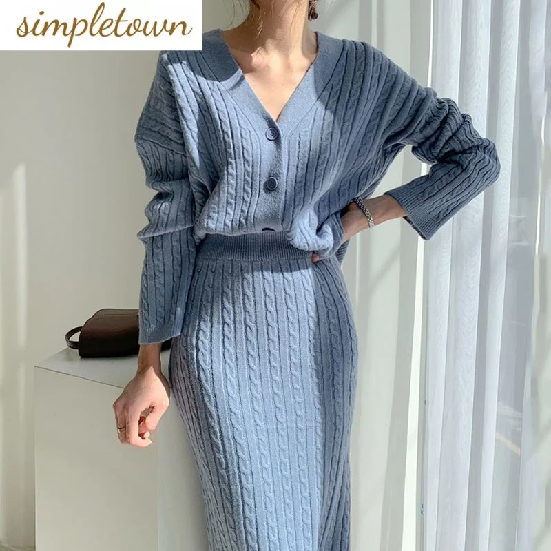 Vyprážané cesto zvraty v krku pletené sveter Sweater Slim sukň