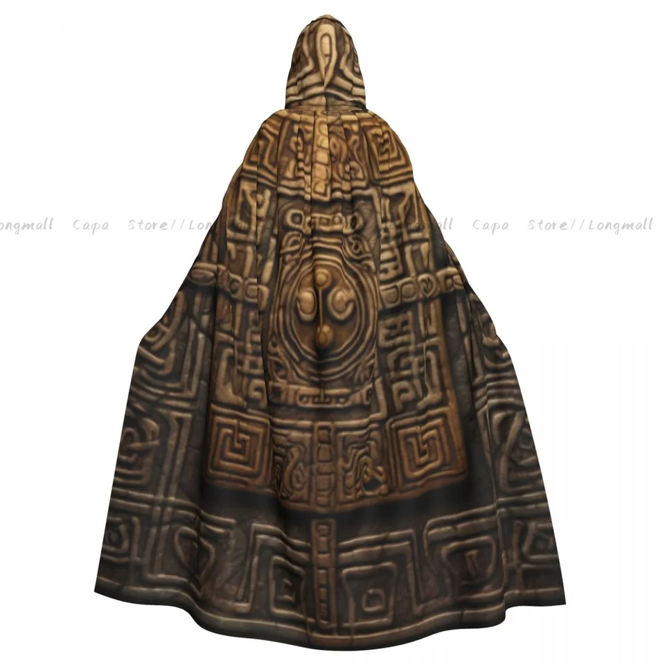 Vyrazené egyptské kamenné steny plášť s kapucňou kostým halloween dospelých dlhé večierky Cape