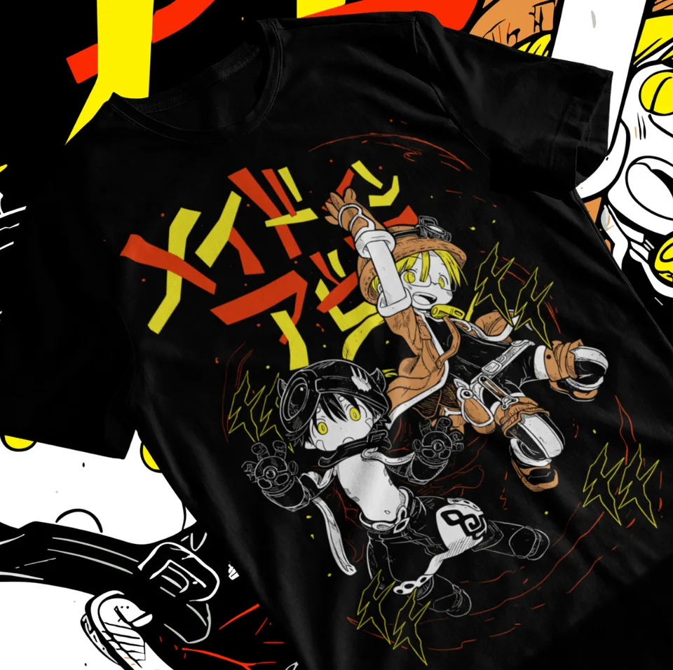 Vyrobené v priepasti tričko Anime Kawaii Riko Reg manga čierna košeľa Soft Tee