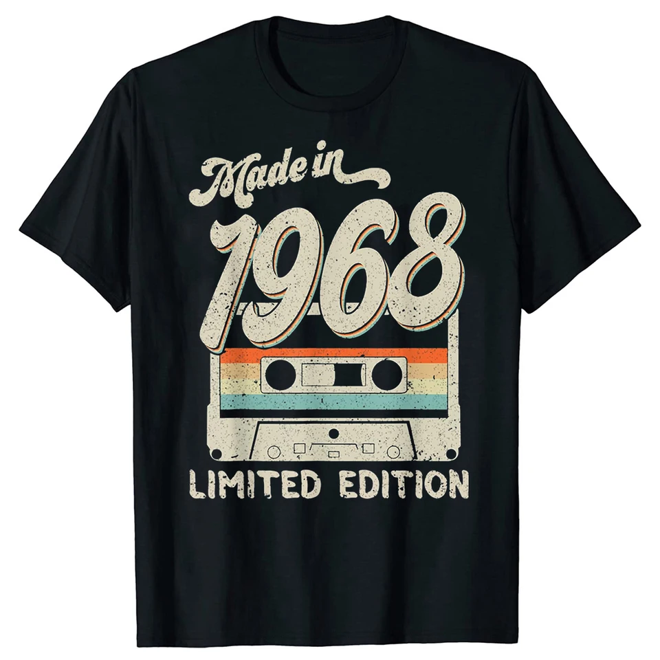 Vyrobené v roku 1968 v limitovanej edícii Narodeniny kazety Tape Trhirt Tshirt Man T košeľa žena Harajuku Streetwear Vintage Cotton T tričko