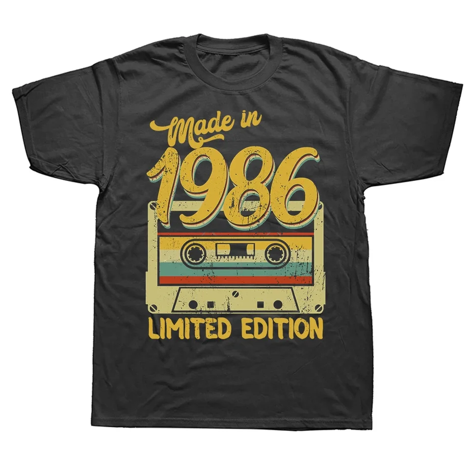 Vyrobené v roku 1986 v limitovanej edícii narodeniny darčekové tričká letný štýl Grafické bavlnené ulice Streetwear s krátkym rukávom Tričko Pánske oblečenie