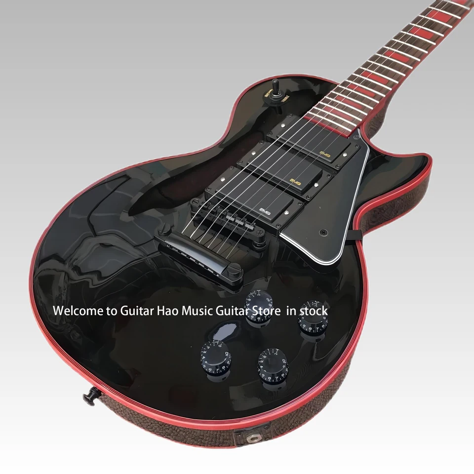 Vyrobené v Číne, čierna elektrická gitara, hmatník z ružového dreva, 3-dielny pickup, skutočný obrázok čierny hardvér, preprava zdarma