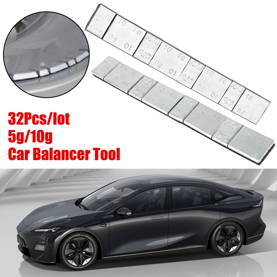 Vyrovnanie železa v pneumatikách 32ks/šarža 5G/10G Balance Block Block Pneumatika Hmotnosť kolies pokrýva lepidlo Univerzálne diely automobilové príslušenstvo