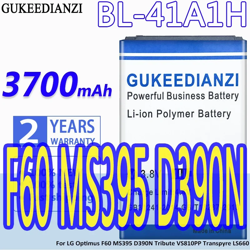 Vysoko kapacita Gokeedianzi batéria BL-41A1H 3700MAH pre LG Optimus F60 MS395 D390N Tribute VS810PP Transpyre LS660 batérie