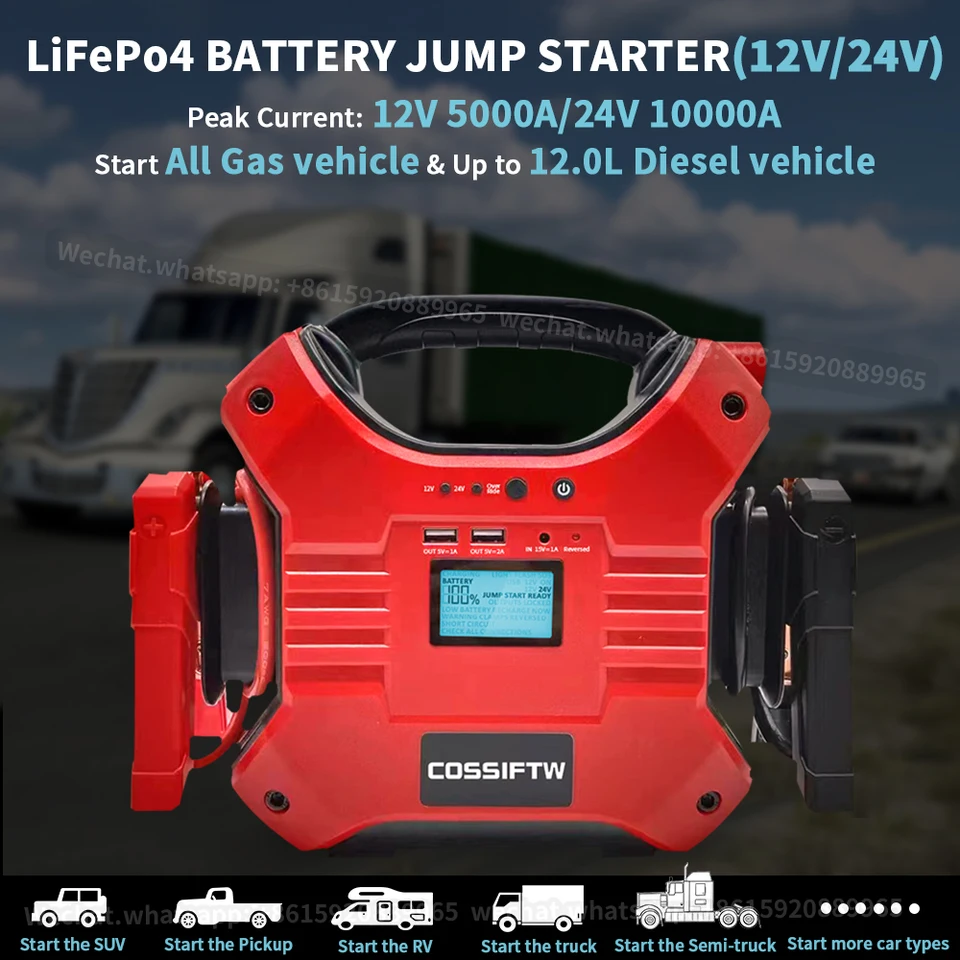 Vysoko kapacita prenosný ťažký nákladný automobil Booster 42000 mAh 12/24 V Cosiftw Squan Squanter Starter 10000A Vrcholový prúd