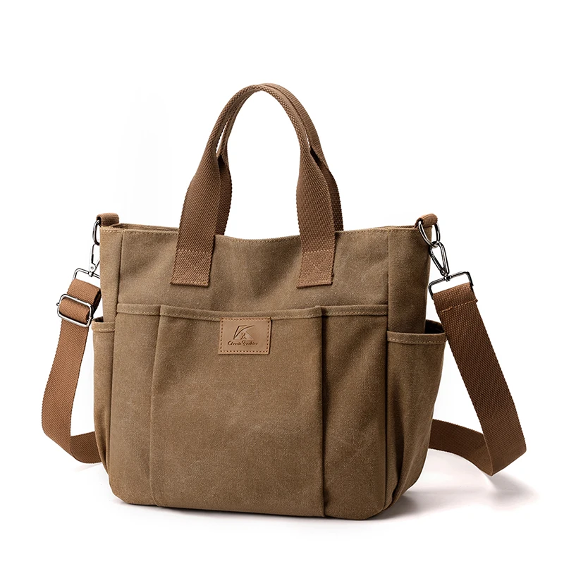 Vysoko kapacita taška na hornú ruku pre ženy pre ženy Crossbody Bag Vintage Canvas Dámy Tote Messenger Bag Female Cestovacia kabelka
