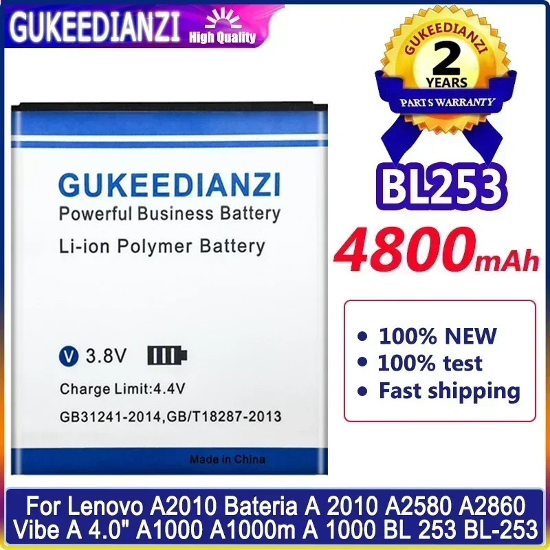 Vysoko kapacitná batéria mobilného telefónu 4800 mAh BL253 pre Lenovo A Plus A1010A20 A2010 A1000 A1000M A 1000