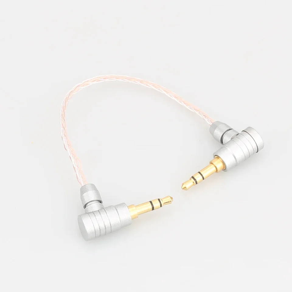 Vysoko kvalitná 10 cm 3,5 mm samec až 3,5 mm samec 8Cores Strieborný klenutý 3,5 mm stereofónny zvuk Hifi Audio kábel Aux kábel kábla