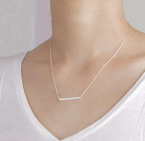 Vysoko kvalitná 100% 925 Sterling Silver Gold Custom názov obdĺžnikový bar strieborný náhrdelník pre ženy