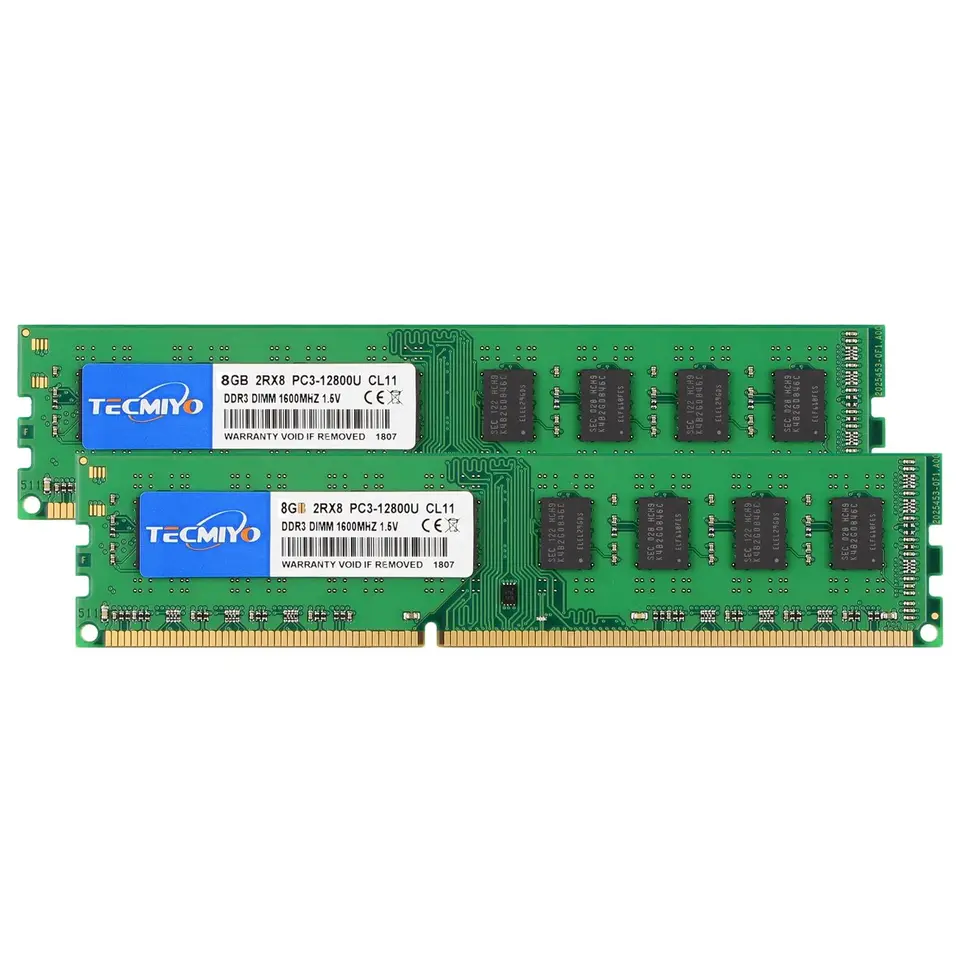 Vysoko kvalitná (2x 8 GB) DDR3 1600 MHz Desktop RAM PC3-12800 UDIMM 1,5V NOCC pre Intel AMD Computer Green