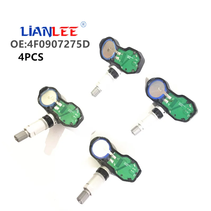 Vysoko kvalitná 4ks TPMS 433MHz 4F0907275D 4F0907275B Senzor monitorovania tlaku v pneumatikách pre Volkswagen Toua-reg 2009-2010