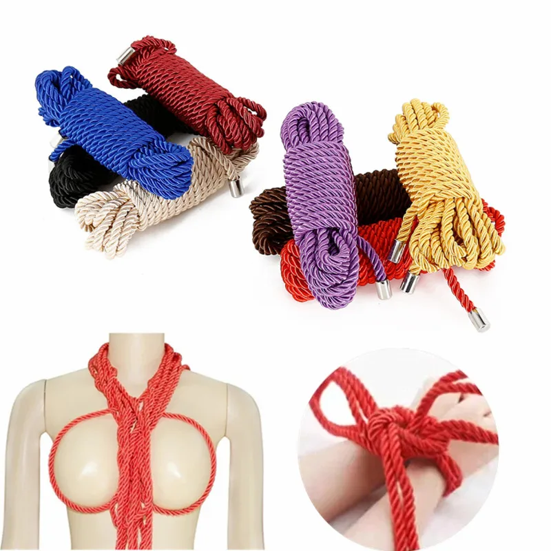 Vysoko kvalitná 5m/10m BDSM BDSM Bondage Lona Erotic Shibari Accessory Polyester Viazanie pre pár fetiš Cosplay Games Slave Ošliapi