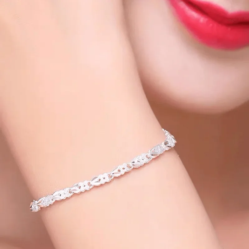 Vysoko kvalitná 925 Sterling Silver Lucky Clover Heart náramky pre ženy Svadobná dáma Noble Pekné šperky módny vianočný darček