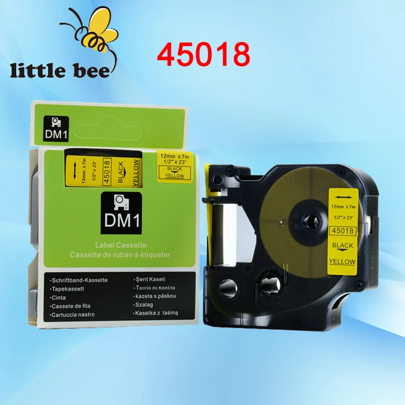 Vysoko kvalitná Dymo D1 12 mm 45018 štítok čierna na žltú pásky Dymo Tape Dymo Tape 45018 pre Dymo Print Nad