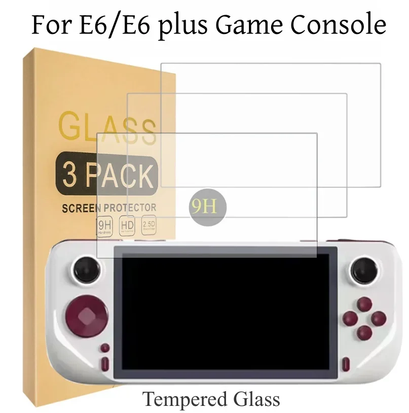 Vysoko kvalitná E6 Plus temperovaná sklenená obrazovka Protector Film Game Console E6 9H HD Screen Chorantors Films Accessories Darček