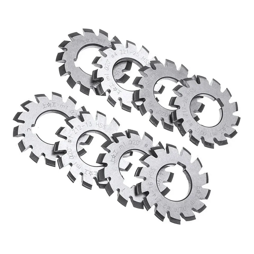 Vysoko kvalitná M1 Kost Gear PA20 vysokorýchlostná oceľová časť Prenosná praktická užitočná hodnota 8ks/set 8x involute prevodová rezačka